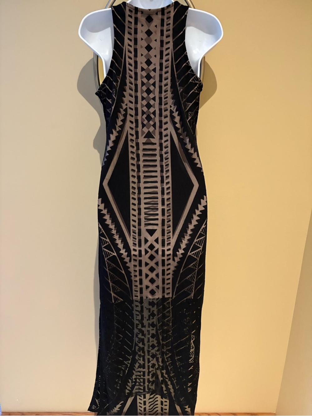 Mossimo Maxi Black Dress Art Deco Huggy Stretch sleeveless Racerback Medium - Picture 6 of 9